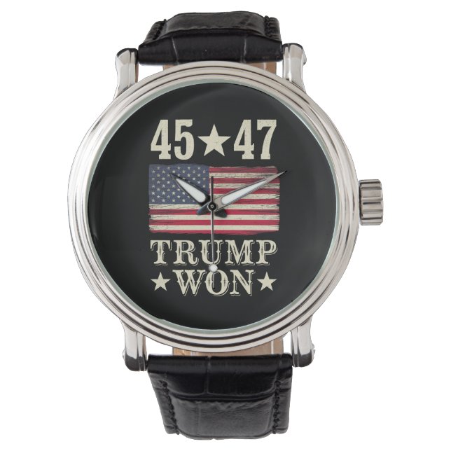 Trump gewann 2024 45 47. US-Präsident Flagge Armbanduhr (Vorderseite)