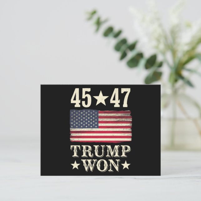 Trump gewann 2024 45 47. US-Präsident Flagge Postkarte (Stehend Vorderseite)