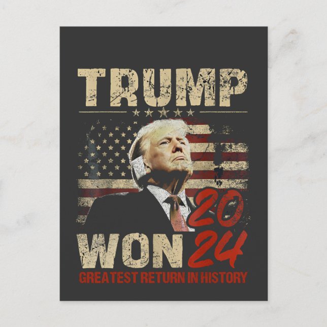 Trump gewann 2024 Beste Rendite in der Geschichte Postkarte (Vorderseite)