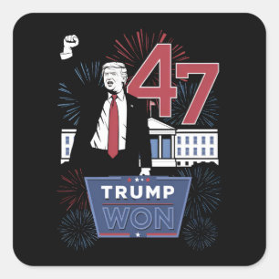 Trump gewann 2024 Präsident 47 Amerika USA Quadratischer Aufkleber