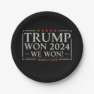 Trump gewann 2024 Wir haben gewonnen 47 2028 USA Pappteller