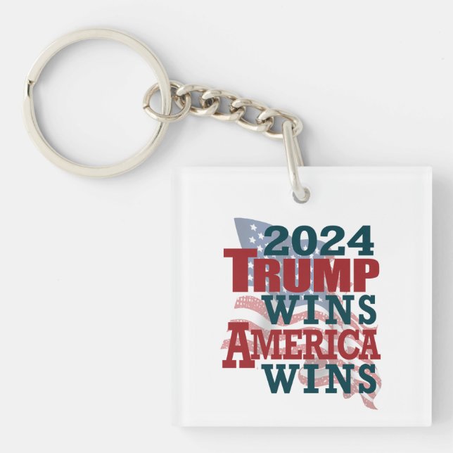 Trump gewinnt 2024 - Amerika gewinnt Schlüsselanhänger (Vorderseite)