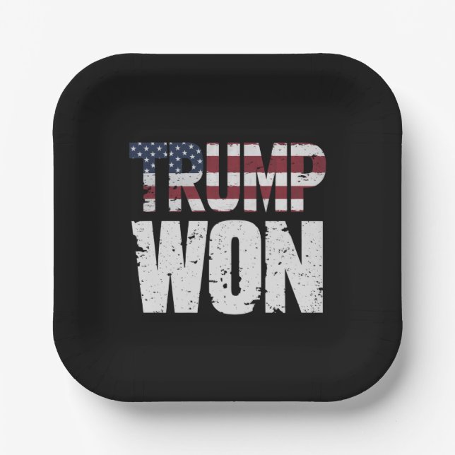 Trump gewinnt 47. US-Präsident Won Election 2024 Pappteller (Vorderseite)