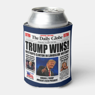 Trump gewinnt! Funny Anti Clinton Newspaper Satire Dosenkühler