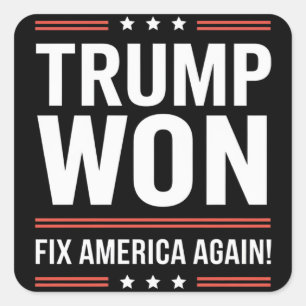Trump gewinnt MAGA Trump-Gewinner 2024 - Amerika w Quadratischer Aufkleber