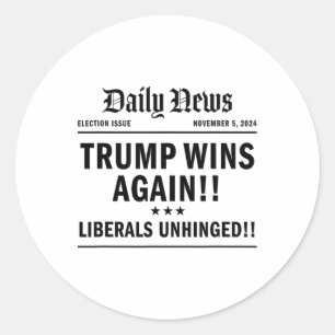 Trump gewinnt Sieg - Schlagzeile Trump 2024 Landsl Runder Aufkleber
