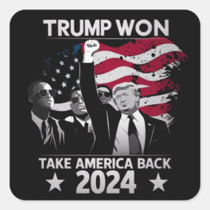 Trump gewinnt wieder Amerika zurück 2024 Quadratischer Aufkleber