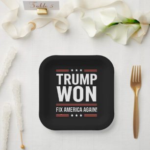 Trump Gewonnen MAGA Trump Sieger 2024 Amerika wied Pappteller