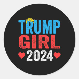 Trump Girl 2024 Niedlich Trump Flag Frauen Mädchen Runder Aufkleber