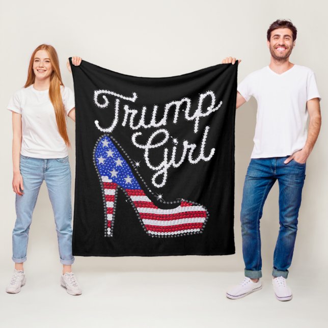 Trump Girl High Heel American Flag Bling Patriot Fleecedecke (Beispiel)