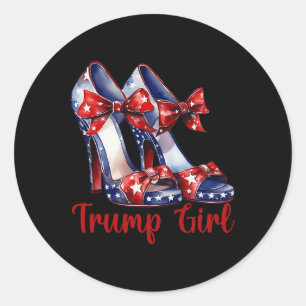 Trump Girl High Heel Stilettos amerikanische Flagg Runder Aufkleber
