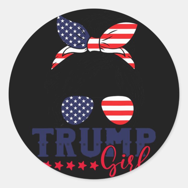 Trump Girl Messy Bun Trump 2024 Wahl Amerikaner Runder Aufkleber (Vorderseite)