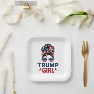 Trump Girl Unordentlicher Dutt Trump 2024 Wahl Ame Pappteller
