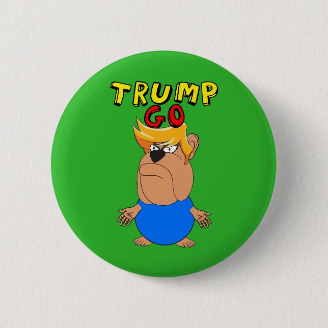 Trump Go Funny Anti Trump Cartoon Button (Vorderseite)