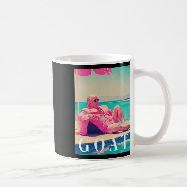 Trump Goat Summer 2024 Retro Funny Pink Donald Tru Kaffeetasse (Rechts)