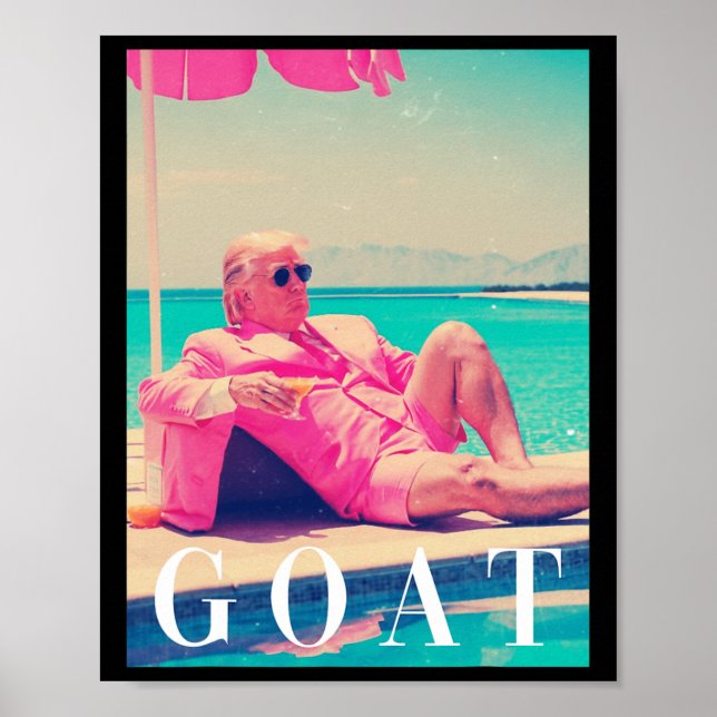 Trump Goat Summer 2024 Retro Funny Pink Donald Tru Poster (Vorne)