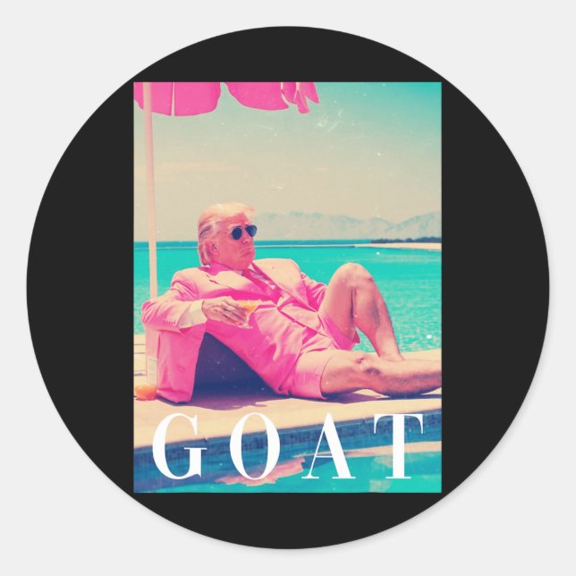 Trump Goat Summer 2024 Retro Funny Pink Donald Tru Runder Aufkleber (Vorderseite)