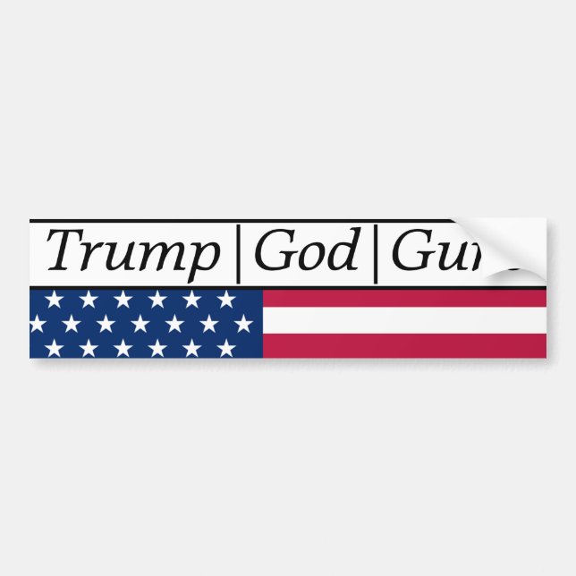Trump God Guns American Flag Autoaufkleber (Vorne)