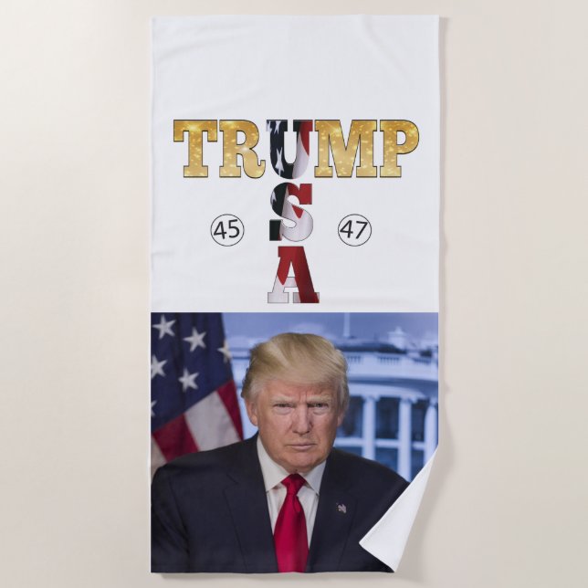 Trump Gold 💖 Portrait 2025 💕 USA 45 47 Strandtuch (Vorderseite)