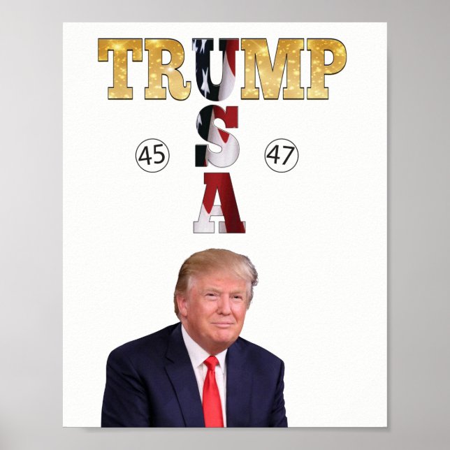Trump Gold 💖 Präsident 💕 USA 45 47 Poster (Vorne)