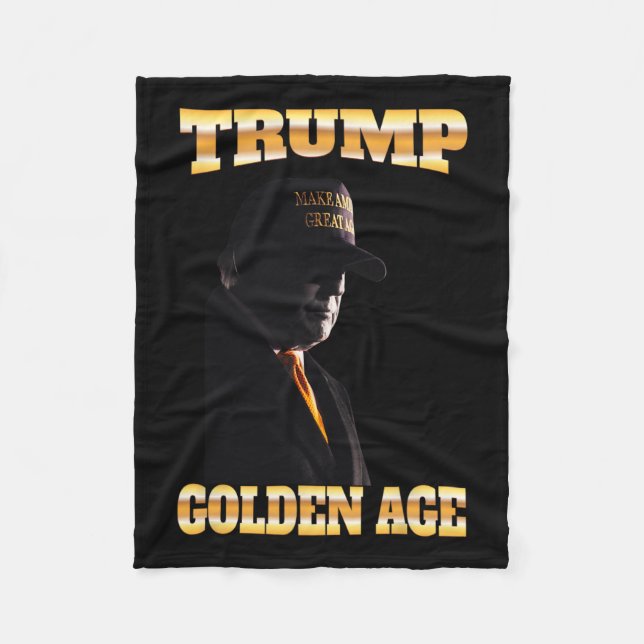 Trump Goldenes Zeitalter Silhouette 45 47 Goldene  Fleecedecke (Vorderseite)