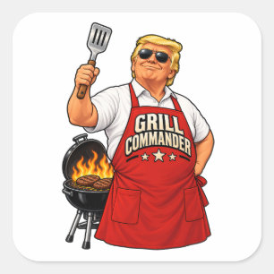 Trump Grill Commander BBQ Quadratischer Aufkleber