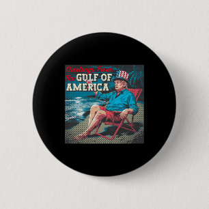 Trump grüßt vom Golf Beach of America Button