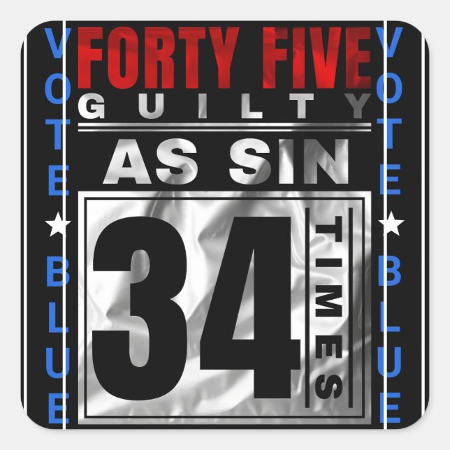 Trump Guilty Quadratischer Aufkleber (Vorderseite)