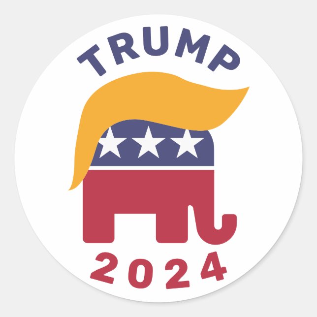 Trump Haar 2024 Wahl Klassische Runde Sticker (Vorderseite)