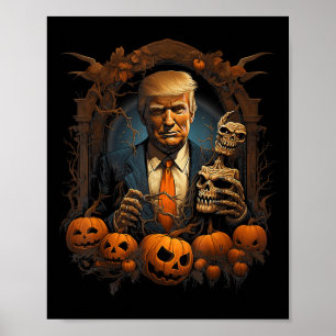 Trump Halloween-Kostüm Gruseliger Präsident Kürbis Poster