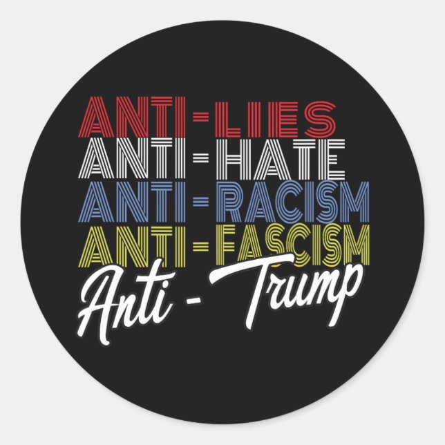 Trump hasst Lügen und den Faschismus Resist Abstim Runder Aufkleber (Vorderseite)