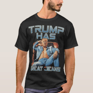 Trump hat einen großen Jeans-Denim T-Shirt