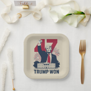 Trump hat wieder die Präsidentschaftswahl 2024 gew Pappteller