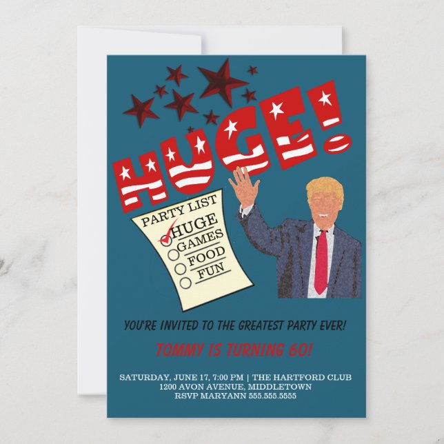 Trump HUGE Bestes Party je feierliches Party Einladung (Vorderseite)