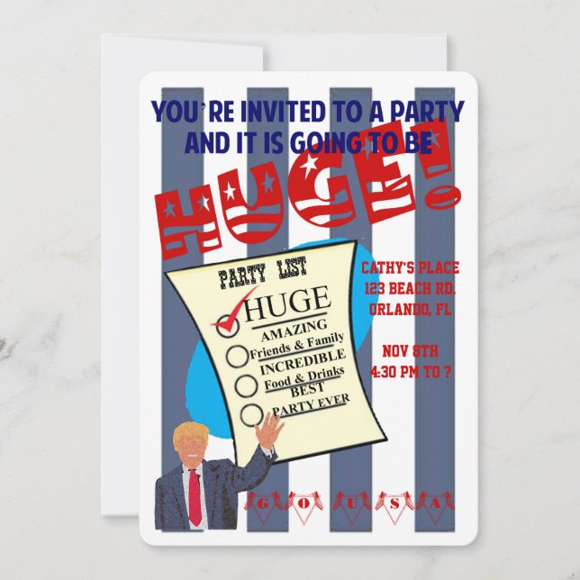 Trump HUGE Celebration Cocktail Party Einladung (Vorderseite)