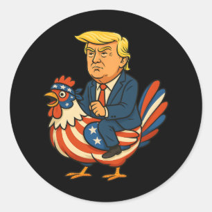 Trump Hühnerjockey Satire - Lustiger politischer H Runder Aufkleber
