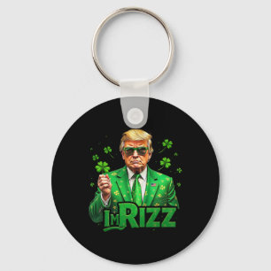 Trump Ich bin Rizz St Patricks Day Lucky Kleeblatt Schlüsselanhänger