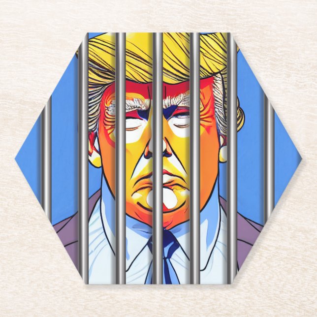 Trump im Gefängnis Custom Hexagon-Untersetzer Untersetzer (Vorderseite)
