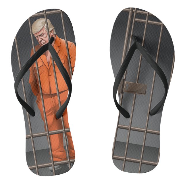 Trump im Gefängnis Erwachsene Flip Flops (Slim Str (Fußbett)