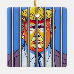 Trump im Gefängnis Keramik Square Ornament