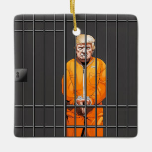 Trump im Gefängnis Keramik Square Ornament