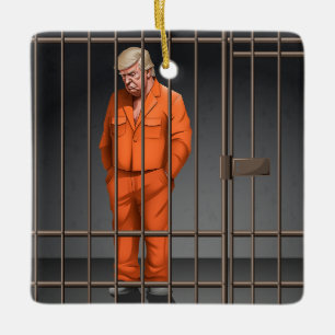 Trump im Gefängnis Keramik Square Ornament