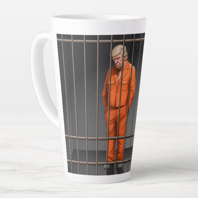 Trump im Gefängnis Latte-Tasse Milchtasse (Linke Ecke)