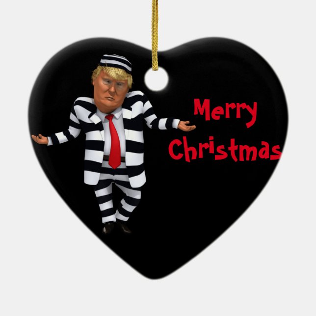 Trump im Gefängnis Wear Keramik Ornament (Hinten)
