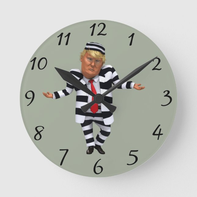 Trump im Gefängnis Wear Runde Wanduhr (Vorderseite)
