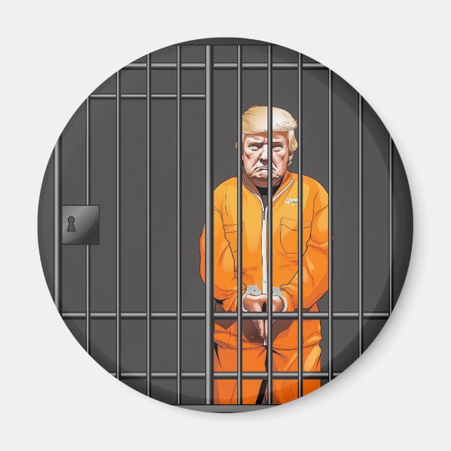 Trump im Gefängnisstandard, 2¼ Zoll Circle Magnet (Vorne)