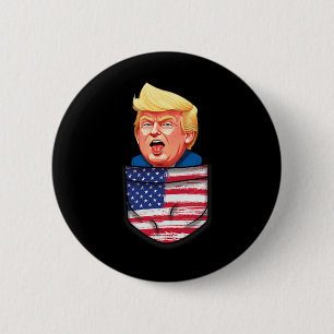 Trump in Tasche USA-Flagge Lustiger Trump 2024 Pat Button