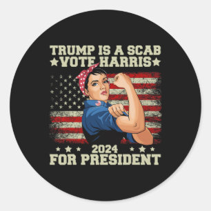 Trump ist ein SCAB-Vote Harris 2 Runder Aufkleber