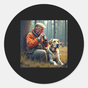 Trump Jagd auf Hirsch Funny Beer Drink Jagen Runder Aufkleber