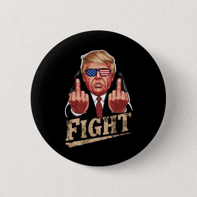 Trump kämpft gegen US-Wahlen Retro Vintag Button (Vorderseite)